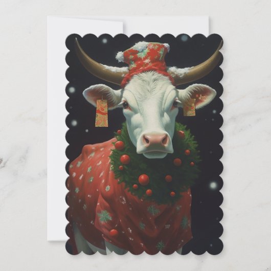 Cartes Pour Fêtes Annuelles Vache de Noël (Devant)