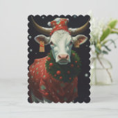 Cartes Pour Fêtes Annuelles Vache de Noël (Debout devant)