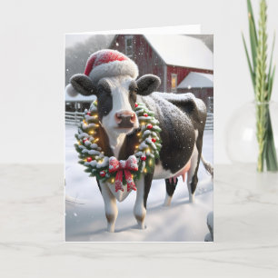 Cartes Pour Fêtes Annuelles Vache De Noël À Barnyard