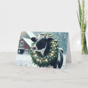 Cartes Pour Fêtes Annuelles Vache de Noël avec des fils brillants