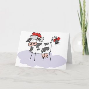 Cartes Pour Fêtes Annuelles Vache de Noël de la belle campagne