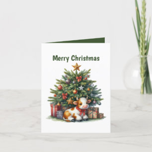 Cartes Pour Fêtes Annuelles Vache de Noël festive personnalisable