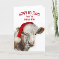 Vache de Noël Hereford avec chapeau de Père Noël