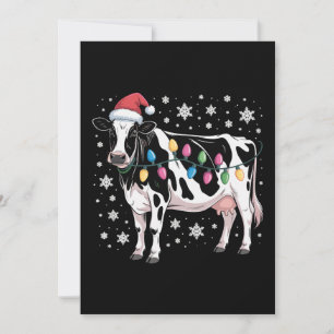 Cartes Pour Fêtes Annuelles Vache de Noël Lumières de Noël Chapeau de Père Noë