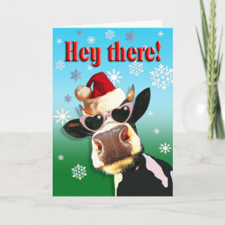 Cartes Pour Fêtes Annuelles Vache de Noël Moootieux Santa Hat