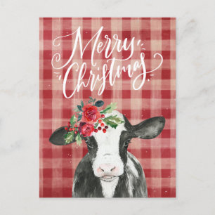 Cartes Pour Fêtes Annuelles Vache de Noël rouge