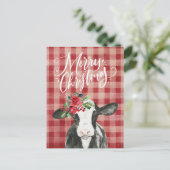 Cartes Pour Fêtes Annuelles Vache de Noël rouge (Debout devant)