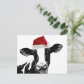 Cartes Pour Fêtes Annuelles Vache de père Noël - Vache laitière portant le cha (Debout devant)