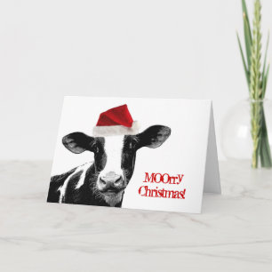 Cartes Pour Fêtes Annuelles Vache de père Noël - Vache laitière portant le cha