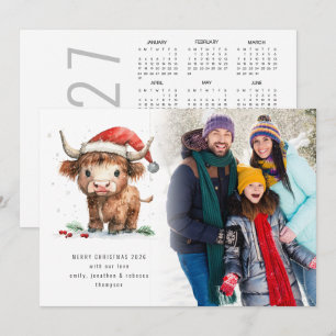 Cartes Pour Fêtes Annuelles Vache des Highlands Calendrier 2027 Photo Joyeux N