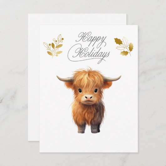 Cartes Pour Fêtes Annuelles Vache des Highlands Saisonnière (Devant / Derrière)