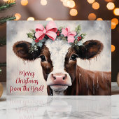 Cartes Pour Fêtes Annuelles Vache Festive Joyeux Noël De La Troupe