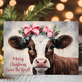 Cartes Pour Fêtes Annuelles Vache Festive Joyeux Noël De La Troupe