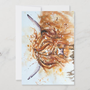 Cartes Pour Fêtes Annuelles Vache Highland dans les aquarelles