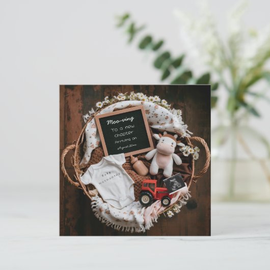 Cartes Pour Fêtes Annuelles Vache mignonne Grossesse de ferme rustique Faire-p (Debout devant)