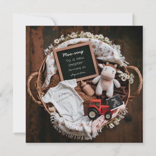 Cartes Pour Fêtes Annuelles Vache mignonne Grossesse de ferme rustique Faire-p (Devant)