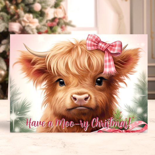 Cartes Pour Fêtes Annuelles Vache moo-ry Noël Highland