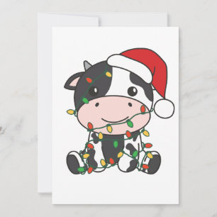 Cartes Pour Fêtes Annuelles Vache Noël Animaux d'hiver Vaches de vacances