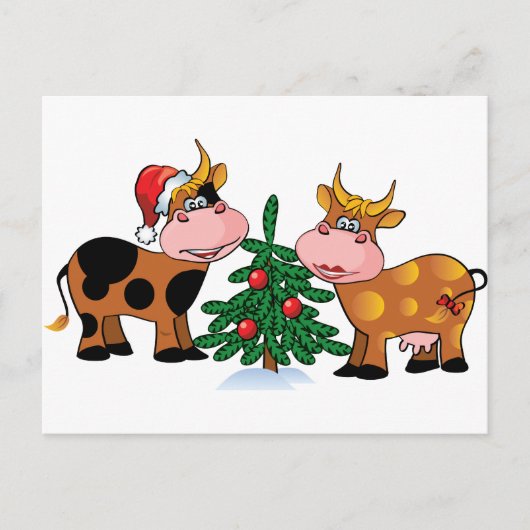 Cartes Pour Fêtes Annuelles Vaches de Noël (Devant)