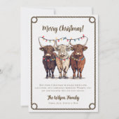 Cartes Pour Fêtes Annuelles Vaches Festives Highland Rustique Noël occidental (Devant)