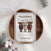 Cartes Pour Fêtes Annuelles Vaches Festives Highland Rustique Noël occidental