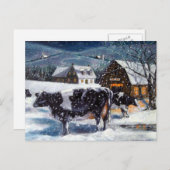 CARTES POUR FÊTES ANNUELLES VACHES : NOËL : NEIGE : ART : HOLSTEIN (Devant / Derrière)