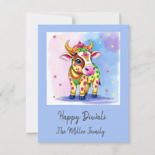 Cartes Pour Fêtes Annuelles Vaches sacrées colorées de Diwali dans des déguise