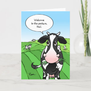 Cartes Pour Fêtes Annuelles Vaches sur le pâturage Drôle retraite