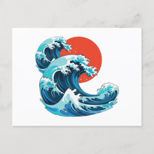 Cartes Pour Fêtes Annuelles Vague et soleil rouge