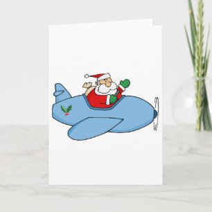 Cartes Pour Fêtes Annuelles Vague Kris Kringle Volant Son Avion De Noël