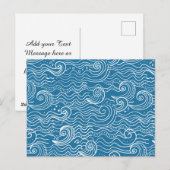 Cartes Pour Fêtes Annuelles Vagues océaniques bleues et blanches (Devant / Derrière)