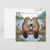 Cartes Pour Fêtes Annuelles Valentin Castor (Devant / Derrière)