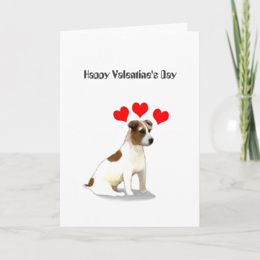Cartes Pour Fêtes Annuelles Valentin Jack Russell Terrier et les Coeurs (Devant)