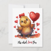 Cartes Pour Fêtes Annuelles Valentin poussin bébé mignon (Devant)