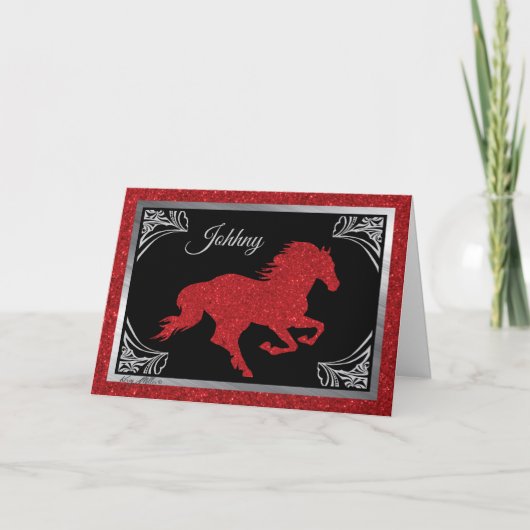 Cartes Pour Fêtes Annuelles Valentin Romantique Cheval & Cœur (Devant)