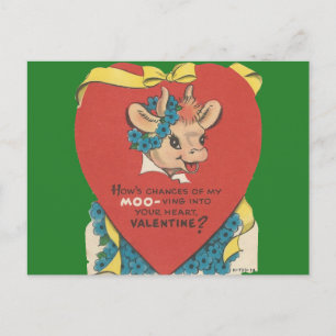 Cartes Pour Fêtes Annuelles Valentin Vintage "Cow Moo"