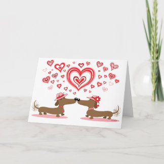Cartes Pour Fêtes Annuelles Valentine Dachshunds - Customisé