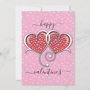 Cartes Pour Fêtes Annuelles Valentine Élégant Coeurs Interverrouillés Design