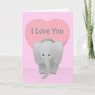 Cartes Pour Fêtes Annuelles Valentine Elephant Love You Big Pink Salutation