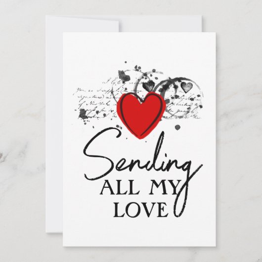 Cartes Pour Fêtes Annuelles Valentine Envoi Amour Coeur Script imprimable (Devant)