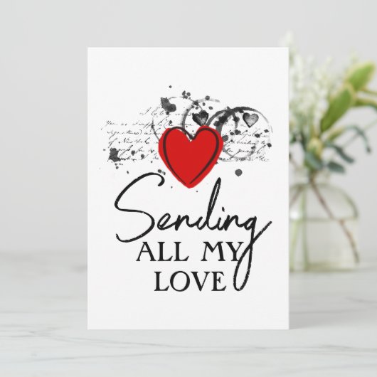 Cartes Pour Fêtes Annuelles Valentine Envoi Amour Coeur Script imprimable (Debout devant)