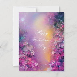 Cartes Pour Fêtes Annuelles Valentine florale brumeuse rose et violette