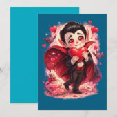 Cartes Pour Fêtes Annuelles Valentine Funny Dracula (Devant / Derrière)