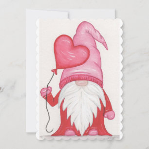 Cartes Pour Fêtes Annuelles Valentine Gnome avec ballon cardiaque