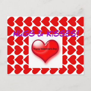 Cartes Pour Fêtes Annuelles Valentine Hugs & Kisses Postcard