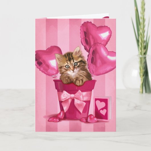 Cartes Pour Fêtes Annuelles Valentine Kitten (Devant)