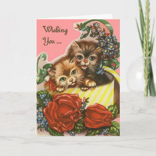 Cartes Pour Fêtes Annuelles Valentine Kitties vintage