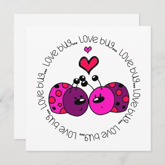 Cartes Pour Fêtes Annuelles Valentine Love Bug (Devant / Derrière)