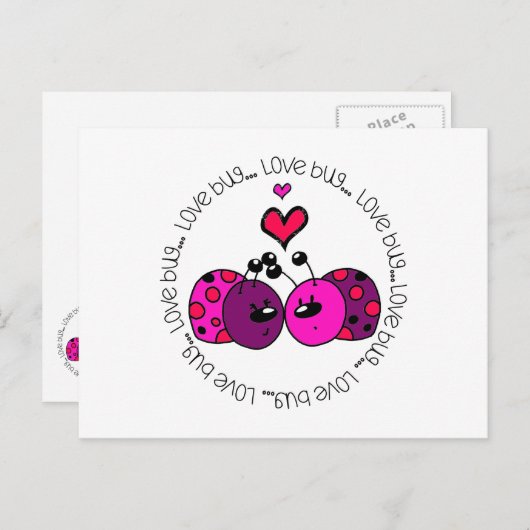 Cartes Pour Fêtes Annuelles Valentine Love Bug (Devant / Derrière)