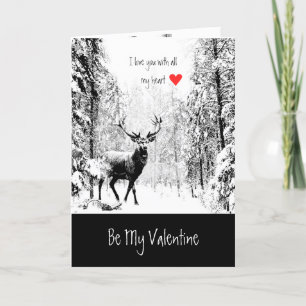 Cartes Pour Fêtes Annuelles Valentine Love Heart Stag Deer Animal Nature Art